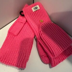 UGG Pink Flip Top Fingerless Gloves